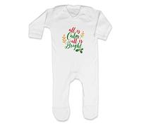 All is Calm and Bright [BCX] Baby Romper Jumpsuit with feet, 0-3 Months, White