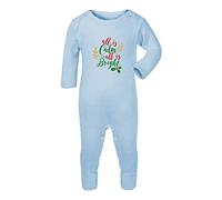 All is Calm and Bright [BCX] Baby Romper Jumpsuit with feet, 3-6 Months, Pastel Blue