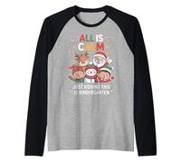 All is Calm Just Kidding This is Kindergarten Funny Holiday Raglan Baseball Tee