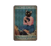 All It Takes Is One Song to Bring Back A Thousand Memories Cat Poster Retro Poster Metal Tin Sign Chic Art Retro Iron Painting Bar People Cave Cafe Family Garage Poster Wall Decoration 8x12inch(20x30c