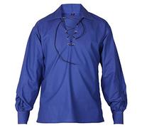 All Kilts Sports Men's Scottish Jacobite Ghillie Kilt Shirt - 8 Colors in Stock (Navy Blue, XL)