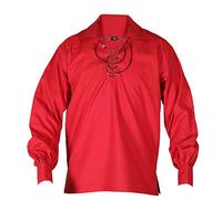 All Kilts Sports Men's Scottish Jacobite Ghillie Kilt Shirt - 8 Colors in Stock (Red, 4XL)