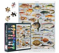 All Kinds of Fish Puzzles, Deep Sea Fish Puzzles for Adults 1000 Pieces, Marine Fishs 1000 Piece Jigsaw Puzzle with Hidden Images Challenge Family Activity Games Jigsaw Puzzle 27.5" x 19.6"
