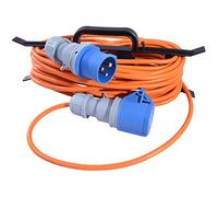All Lengths Caravan Camping Motorhome Hook Up Cable 16A Site Extension Lead Electric 16 AMP to 16 AMP (1.5mm 3183Y PVC Orange Flex) with FREE Cable Carrier Reel (5m)
