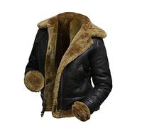 All Link Genuine Leather B3 Fur Womens Aviator Flight Sheepskin Shearling Flying Pilot Bomber Jacket Dark Brown