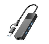 ALL-LUCKY USB to Ethernet Adapter, 4 in 1 USB C to Ethernet Adapter Hub with 3 x USB 3.0 Port/Gigabit Internet Port, High-Speed Network Hub Compatible for iMac,MacBook Pro，iPad Pro，XPS