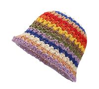 All-match Rainbow Color Bucket Hat For Sun Show Face Small Basin Crocheted Fisherman For Daily Wear Dog Walk Fisherman Hat Trendy