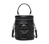 All-Matching Crossbody Bag For Women Cylinder Top Handle Punk Shoulder Skull Head Handbag Everyday Women Shoulder Skull Head Handbag Pu Leather Crossbody Cylinder