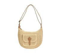 All-Matching Crossbody Bag for Women Simple Handbag Straw Beach Bag Shoulder Bag Handmade Messenger Bag Daily Bag, Beige