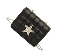 All-Matching Shoulder Bag for Woman Chain Bag Rhinestones Star Crossbody Bag Trend Dating Bag PU Leather Messenger Bag, Black, Bohemian
