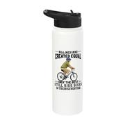 All Men are Created Equal Biking Cyclist Seventies 70s Dad Stainless Steel Insulated Water Bottle