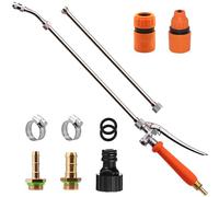 All Metal 112cm Sprayer Wand,Suitable for 1/2" & 3/8" Hose Quick Connectors, 1/4" & 3/8" Brass Barb Sprayer Wand Replacement Built-in Shut Valve Stainless Steel Spray Wand, w/Hose Connector