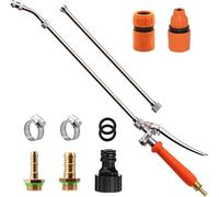 All Metal 112cm Sprayer Wand,Suitable for 1/2" & 3/8" Hose Quick Connectors, 1/4" & 3/8" Brass Barb Sprayer Wand Replacement Built-in Shut Valve Stainless Steel Spray Wand, w/Hose Connector