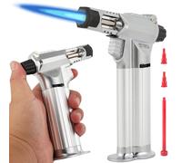 All Metal, Blow Torch, Professional Kitchen Cooking Butane Torch with Safety Lock Adjustable Refillable Multipurpose Flame Refillable BBQ, Outdoors，Baking,Crafts and Soldering(Gas Not Included)