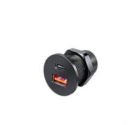 All Metal Car Charger Dual USB Port Fast Charging Socket 24W Aluminum Alloy Adapter for Car Boat RV Truck Motorcycle Dashboard Panel Installation Silver(Black rim)