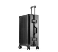 All Metal Carry On Luggage with Spinner Wheels, All Aluminum Alloy Hardshell Carry On Suitcase with Lock, Zipperless Hardside Luggage All Metal Rolling Suitcase for Travels, Business (Black, 28 inch)