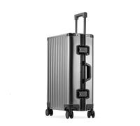 All Metal Carry On Luggage with Spinner Wheels, All Aluminum Alloy Hardshell Carry On Suitcase with Lock, Zipperless Hardside Luggage All Metal Rolling Suitcase for Travels, Business (Gray, 26 inch)