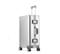 All Metal Carry On Luggage With Spinner Wheels, All Aluminum Alloy Hardshell Carry On Suitcase With Lock, Zipperless Hardside Luggage All Metal Rolling Suitcase For Travels, Business (Silver, 28 inch)