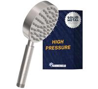 All Metal Hand Held Shower Head, Brushed Nickel | 4 Inch Spray Wand, No Flow Restrictor | Made from 304 Stainless Steel with Silicone Nozzles | Works with All Hoses, Slide Bars & Wall Mount Holders