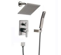 All Metal Included Systems 8 inches Big Flow Rain Handheld Brushed Rainfall System Luxury Shower Set