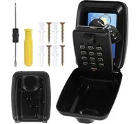 All-metal Key Safe Wall Mounted Police Approved Outdoor Key Lock Box 12-Digit Combination Lockbox Waterproof Sturdy Key Safe Box with Large Storage for Garage School Elderly Parents(black)