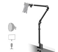 【All Metal】RAUBAY Desktop Magic Arm, Overhead Camera Desk Mount, Table Light Stand with 1/4“ Ball Head, 3/8" & 5/8" Adapter, C Clamp, Retractable Boom Arm for DSLR, Webcam, Microphone, Projector DMA01