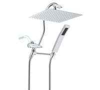 All Metal Shower Head, 10'' High Pressure Rainfall Shower Head, Showerhead Combo/Handheld Shower Wand,71'' Hose,(Chrome)