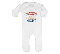All Mommy Wants is a Silent Night [BCX] Baby Romper Jumpsuit with feet, 0-3 Months, White