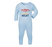 All Mommy Wants is a Silent Night [BCX] Baby Romper Jumpsuit with feet, 3-6 Months, Pastel Blue
