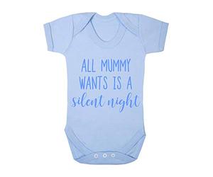 All Mummy Wants is a Silent Night Baby Grow Vest, 3-6 Months, Pastel Blue