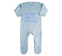 All Mummy Wants is a Silent Night Baby Romper Jumpsuit with feet, 0-3 Months, Pastel Blue