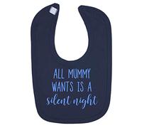 All Mummy Wants is a Silent Night Cotton Baby bib - Navy