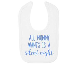 All Mummy Wants is a Silent Night Cotton Baby bib - White