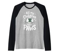 All My Children Have Paws Funny Humor Raglan Baseball Tee