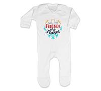 All My Friends are Flakes [BCX] Baby Romper Jumpsuit with feet, 0-3 Months, White