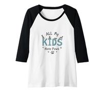 All My Kids Have Paws - Proud Pet Parent Gift Raglan Baseball Tee, Women, Black/White, S