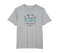 All My Kids Have Paws - Proud Pet Parent Gift T-Shirt, Men's Big and Tall, Heather Grey, 6X Tall