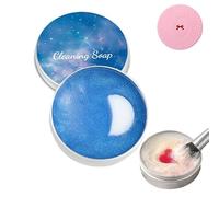 All-Natural Makeup Brush Soap, Plant-Based Bar Cleans Brushes, Silicone MakeupBrush Cleaning Pad with Soap, Solid Makeup Brushes Cleaner Soaps (Blue)