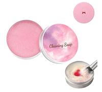 All-Natural Makeup Brush Soap, Plant-Based Bar Cleans Brushes, Silicone MakeupBrush Cleaning Pad with Soap, Solid Makeup Brushes Cleaner Soaps (Pink)