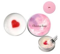 All-Natural Makeup Brush Soap, Plant-Based Bar Cleans Brushes, Silicone MakeupBrush Cleaning Pad with Soap, Solid Makeup Brushes Cleaner Soaps (Heart)