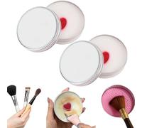 All-Natural Makeup Brush Soap, Silicone Makeup Brush Cleaning Pad with Soap, 2-in-1 Solid Makeup Brush Cleaner Soap, Make Up Brush Cleaner for Deep Cleansing, Gentle & Natural (2PCS)
