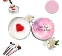All-Natural Makeup Brush Soap, Silicone Makeup Brush Cleaning Pad with Soap, Deep Cleaning Kit for Brushes & Sponges, Fast Removes Cosmetic Color, Easy-Rinse (Heart)
