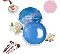 All-Natural Makeup Brush Soap, Silicone Makeup Brush Cleaning Pad with Soap, Deep Cleaning Kit for Brushes & Sponges, Fast Removes Cosmetic Color, Easy-Rinse (Moon)
