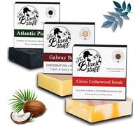 All Natural Organic Soap Bar - Pack of 3 Soaps with Organic Ingredients and Essential Oils - Handmade, Fragranced Soaps for Men - Pine Tar, Citrus Cedarwood and Bay Rum Soaps.