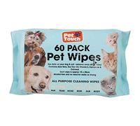 All Natural Pet Wipes - Deodorizing Hypoallergenic Wipes for Dogs & Cats (60 Count)