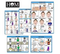ALL NEW! ABA/OT Approved Step-By-Step 9X12" Set of 5 Visual Schedules. Potty Training, Bathing, Shower, Teeth Brushing, Hand Washing.For Autism/Special Needs. Independent Living & Personal Hygiene
