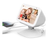 All-New Adjustable Charging Stand for Echo Show 5 (3rd Gen)， Tilt + Swivel Stand Multi Angle Rotation Magnetic Anti-Slip Base for Show 5 Compatible with Mobile Phones ,Can charge Headphones (White)