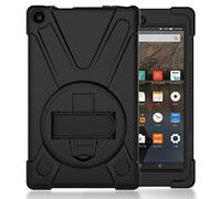 All-New Amazon Fire HD 8 Tablet (7th / 8th Gen, 2017/2018 Release) Rugged Protective Case Cover Hand Holder 360 Degree Swivel Heavy Duty Shockproof Case For Kindle Fire HD 8 Shell, black