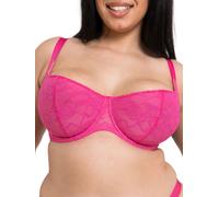All Night Lace Scooped Balcony Bra Curvy Kate Pink 36JJ