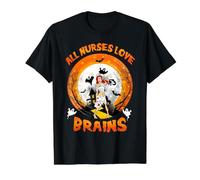 All Nurses Love Brains Zombie Nurse Funny Halloween Costume Value Graphic T-Shirt, Men, Black, S